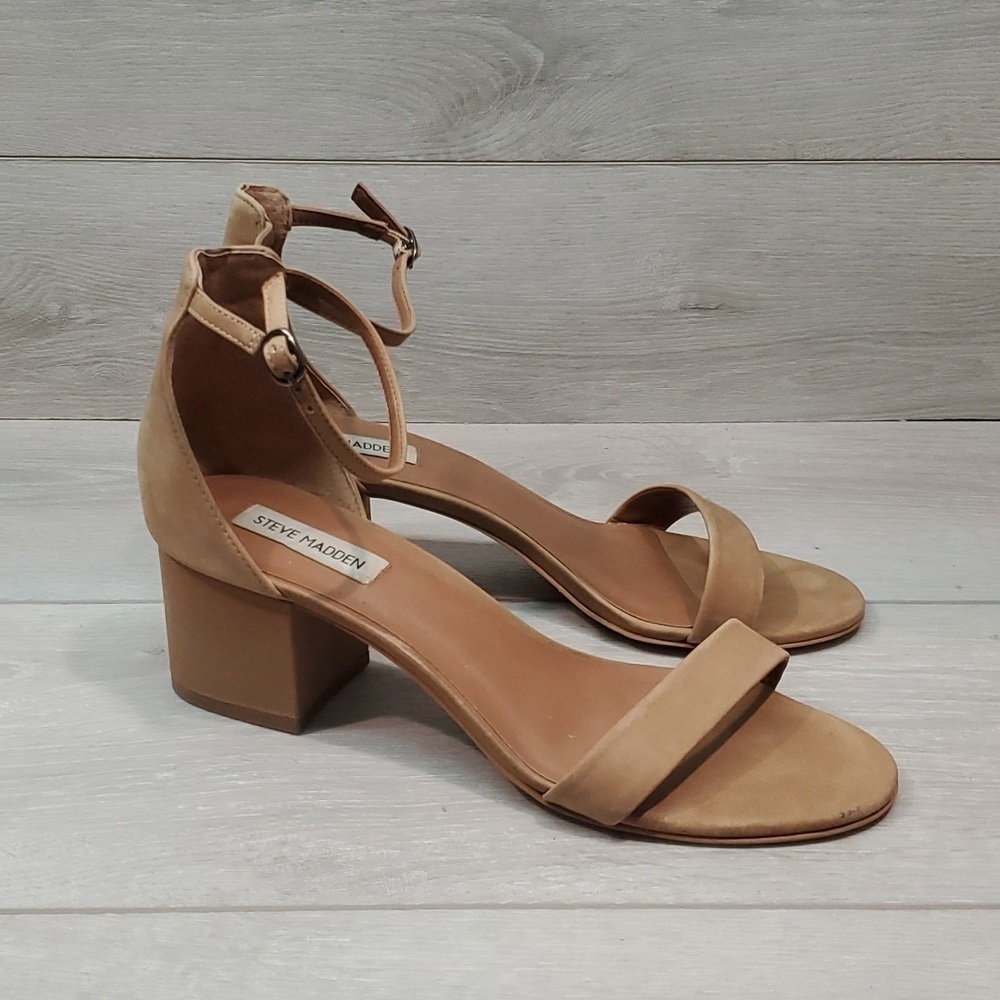 Steve Madden Women Irenee Leather Ankle Heels Sandals shoes sz 10